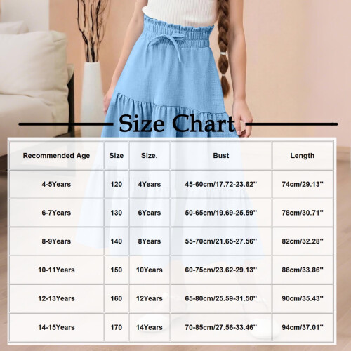 Παιδική φούστα, καλοκαιρινό μονόχρωμο φόρεμα μίντι με χαλαρή αθλητική εφαρμογή 1