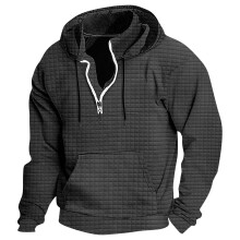 Lässiger Herren-Hoodie mit langen Ärmeln in Unifarbe – Weicher, atmungsaktiver Polyester-Pullover für Outdoor-Aktivitäten und den Alltag