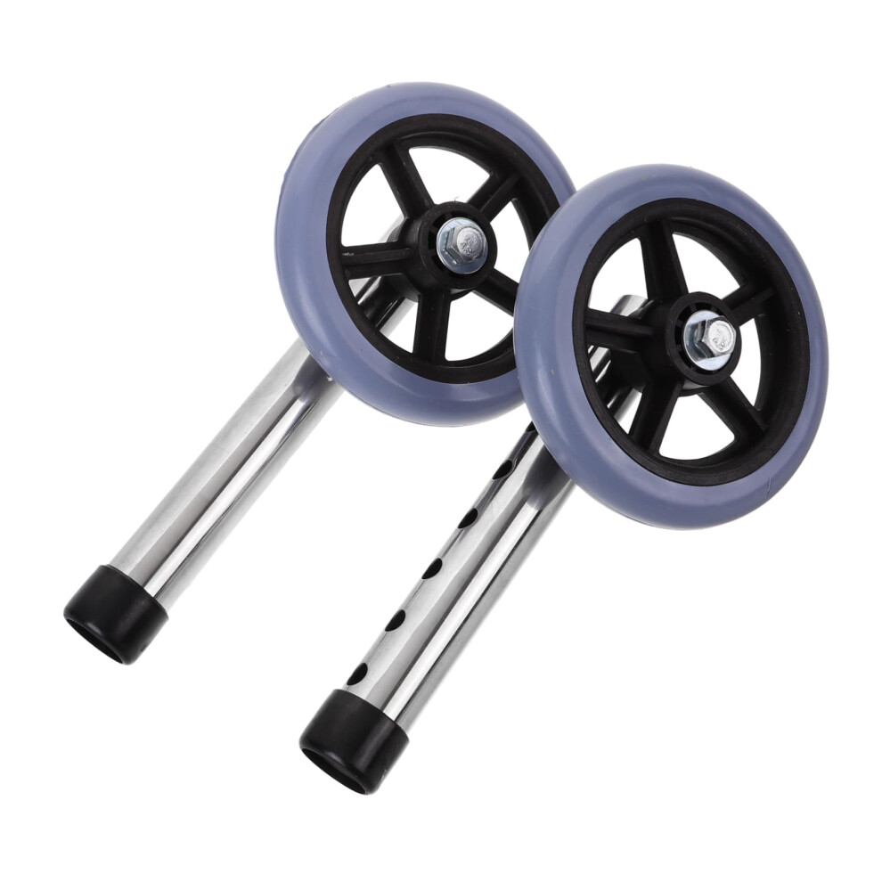 Walker Replacement Wheels Pair, Quiet Rubber Front Wheels for Walkers, Smooth Indoor Rolling