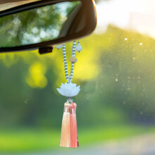 Colgante rosa para espejo retrovisor de coche Ankereame - Decoración interior de plástico tejido, colgante significativo para el interior del