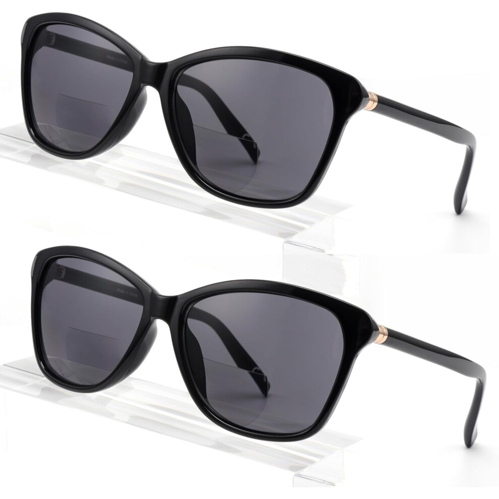Bifocal Reading Sunglasses Women Retro Cat Eye UV400 2.50 2