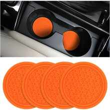 8 sottobicchieri per portabicchieri auto, 7 cm, antiscivolo, antipolvere - Universali per auto, camion e camper (nero/rosso)