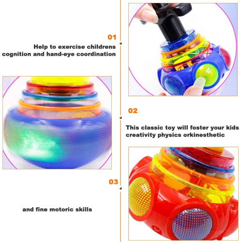 Παιχνίδια MesaSe Gyro Spinning με LED φωτισμό για αγόρια και κορίτσια, κόκκινο 1
