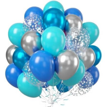 60 de baloane argintii metalice turcoaz de 30 cm – Baloane confetti pentru ziua de naștere, petrecere pentru copii, petrecere a burlacilor,