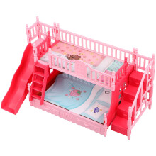 Modello di letto a castello per casa delle bambole, mobili in miniatura in plastica, arredamento per la camera da letto della casa delle bambole.