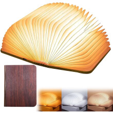 Lampe de lecture pliable, en bois, LED 3 couleurs, rechargeable