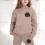 Conjunto infantil de moletom com capuz e calça de manga comprida bege 2