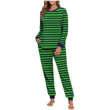 Dames winterpyjamaset van dubbel fleece met print en lange mouwen