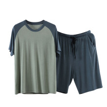 Set de pijamale de vară din mătase glacială pentru bărbați – ușor, respirabil, cu talie elastică și șnur de fixare, pijamale casual moi