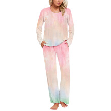 2025 Dames Zachte Loungeset Huiskleding Dames Nachtkleding Pyjamaset met Lange Mouwen