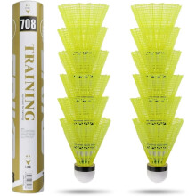 Volantes de bádminton de nailon - Paquete de 12 volantes de nailon duraderos con puntas de corcho - Volantes de bádminton para jugar en interiores
