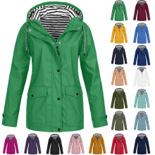 Vestes Casaul Solid pour femmes, imperméables et coupe-vent à capuche et cordon de serrage avec poche, grandes tailles disponibles.