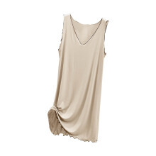 Dámska nočná košeľa s výstrihom do V, dlhé tričko bez rukávov, chladivá látka, pyžamo voľného strihu, veľkosti M-2XL