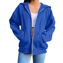 Damen-Sweatshirt mit Reißverschluss, Kapuze, langärmlig, Oversize-Schnitt, Fleecejacke mit Taschen, Größen S-3XL