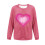 Felpa da donna a coste con scollo rotondo e cuore per San Valentino, lunga 4