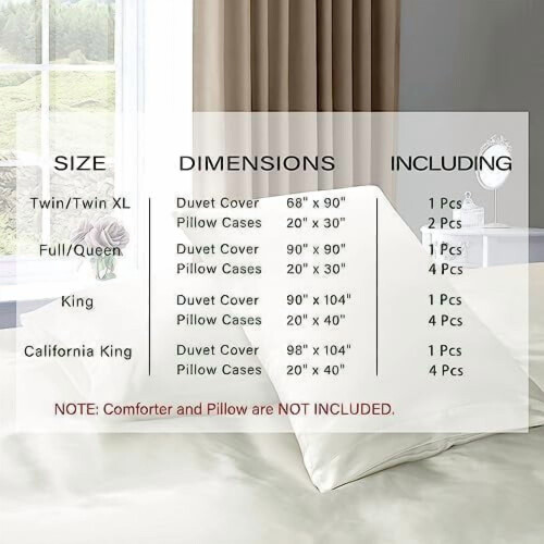 King Satin Duvet Cover Set Ivory White 5-Piece 1