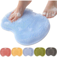 Tapis de douche en silicone Rufenpurify pour les pieds – Massage mains libres, forte aspiration, trous de drainage, antidérapant (bleu)