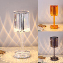 Lampe tactile en cristal, intensité réglable sur 3 niveaux, ports USB, lampe de chevet moderne pour chambre et salon – Compatible avec les