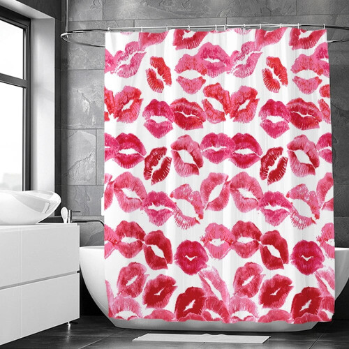 Perdea de duș impermeabilă cu imprimeu Love Lips