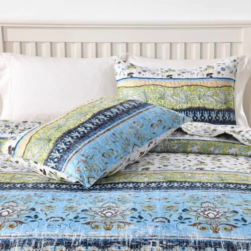 Set de cuvertură florală verde boho, dimensiune completă, 3 piese 2