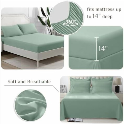 Queen Comforter Set Sage Green 7-Piece OEKO-TEX Certified 2
