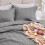 Ensemble de couette 3 pièces gris pour lit king californien, en polyester léger 3