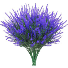 10Bundles Herbe artificielle lavande – Résistante aux UV, Décoration intérieure/extérieure, Violet