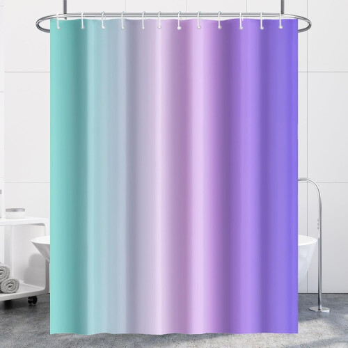 Perdea de duș cu gradient albastru-violet, 183x213 cm, poliester 1