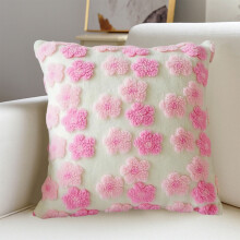 Housse de coussin décorative à fleurs en fausse laine d'agneau, coussin de canapé