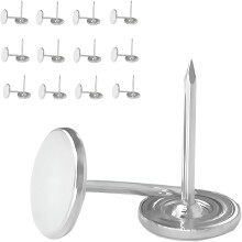 Conjunto de 100 tachinhas prateadas de cabeça chata, 11 mm (7/16"), resistentes, para estofamento e fixação em paredes, ideais para escritório,