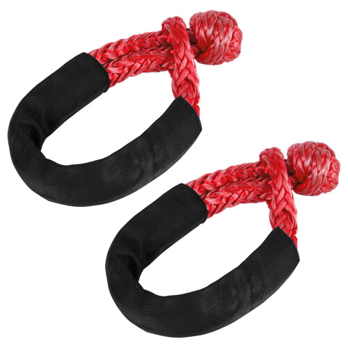 2 τεμάχια 1/2" x 22" μαλακό σχοινί συνθετικό ιμάντα ρυμούλκησης 38000 λίβρες, κόκκινο