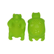 Infusore per tè in silicone verde a forma di tartaruga, ideale per tè sfuso, con fessure sottili. Facile da pulire e sicuro da usare.
