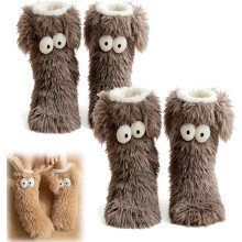 Meias aconchegantes Muffle Friends, meias de inverno antiderrapantes com olhos grandes e fofos para mulheres, meias pantufa grossas e quentes de lã