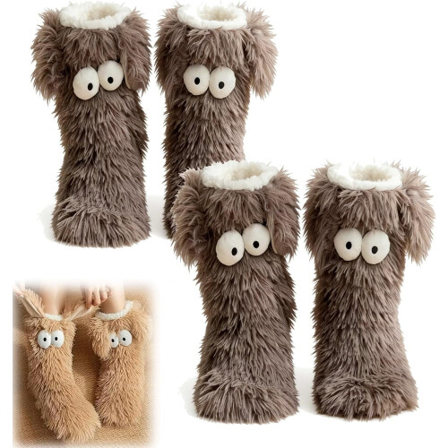 Muffle Friends Cozy Socks, Χαριτωμένες Μεγάλες Μάτια Αντιολισθητικές Χειμερινές Κάλτσες για