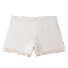 Calcinha infantil feminina lisa com detalhes em renda, ideal para usar por baixo de vestidos, perfeita para férias ou ocasiões casuais. Cor branca,