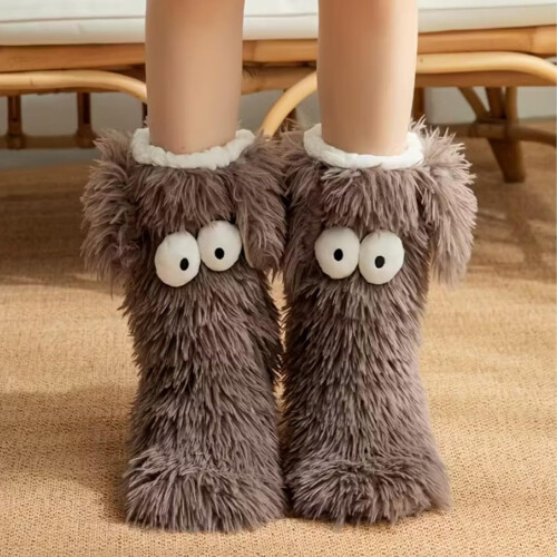 Muffle Friends Cozy Socks, Χαριτωμένες Μεγάλες Μάτια Αντιολισθητικές Χειμερινές Κάλτσες για 1