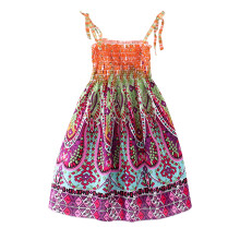 Vestido floral infantil para meninas de 8 a 9 anos, estilo boêmio, sem mangas, para praia e com alças.