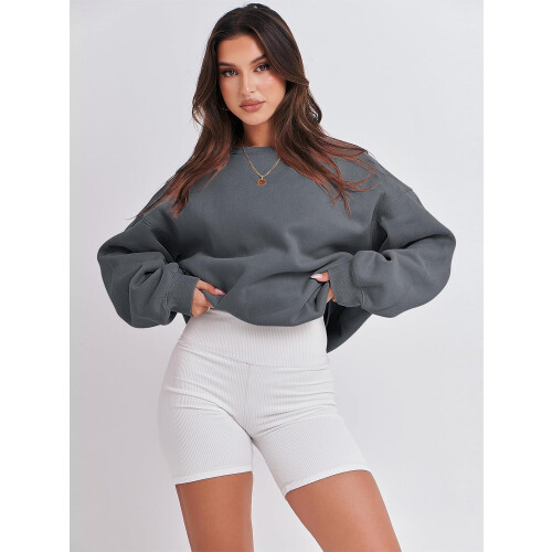 Γυναικεία μπλούζα με μακριά μανίκια, casual, ζιβάγκο, άνετη γραμμή, φλις μπλούζες με 2