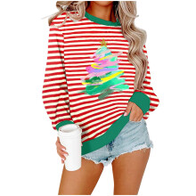 Damen-Sweatshirt mit Weihnachtsmuster, langärmlig