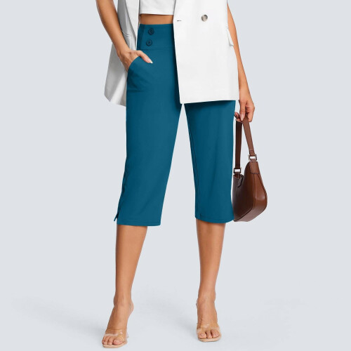 Γυναικείο παντελόνι Capri με ψηλή μέση, casual, κοντό παντελόνι, καλοκαιρινό παντελόνι, 1