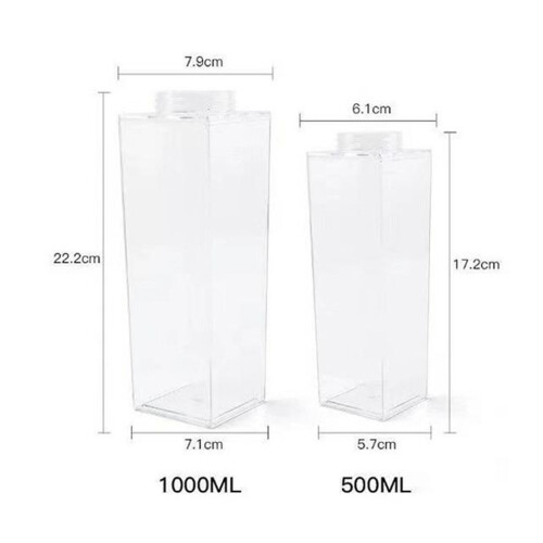 Μπουκάλι νερού από χαρτόνι γάλακτος 500ml/1000ml, διαφανές πλαστικό φορητό διαφανές 2
