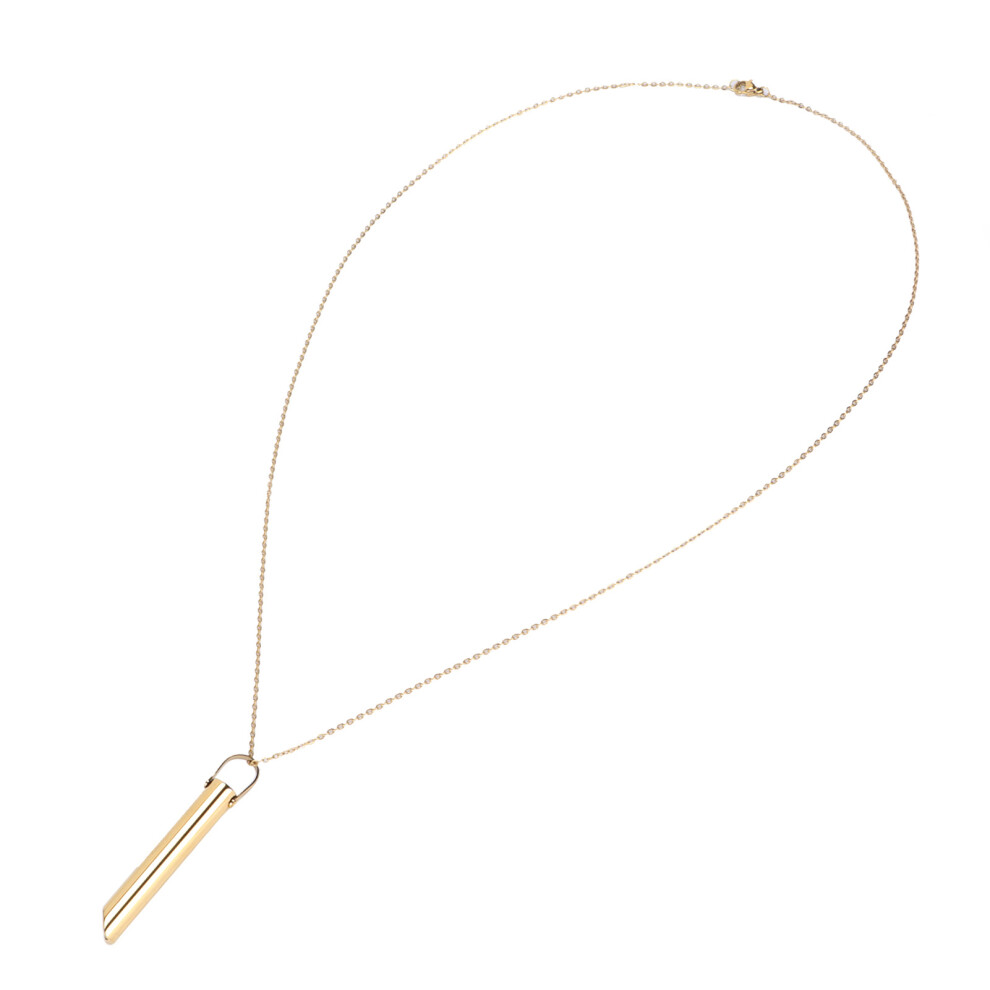 Unisex Stainless Steel Breathing Necklace for Stress Relief, 6.1 x 0.8cm, Gold