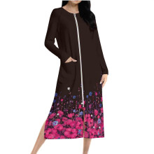 Abito pigiama floreale da donna 2025 con tasche, maniche lunghe, chiusura con cerniera frontale, maniche raglan, in pile double-face – taglie S-2XL