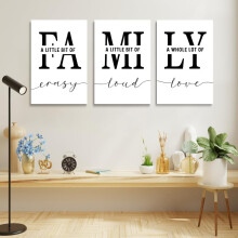 Wandbild für die Familie (30 x 40 cm) – Poster mit inspirierenden Zitaten, „Ein bisschen verrückt“, Dekoration für Wohn- und Esszimmer