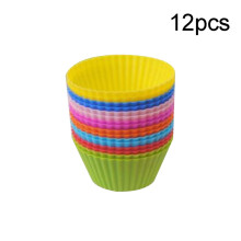 HEVIRGO12 Peças Moldes de Silicone Coloridos Redondos para Bolos, Muffins e Cupcakes - Ferramenta para Assar e Confeitar - Silicone Marrom