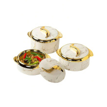 Conjunto de 3 peças Golden Touch para aquecer alimentos, recipientes isolados com tampa em aço inoxidável para alimentos quentes/frios – Ideal
