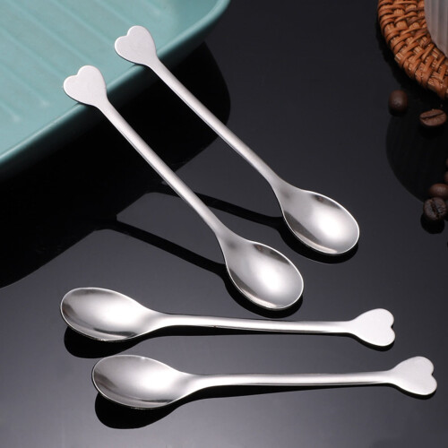 Teelöffel aus Edelstahl mit herzförmigem Griff – 4er-Pack 1
