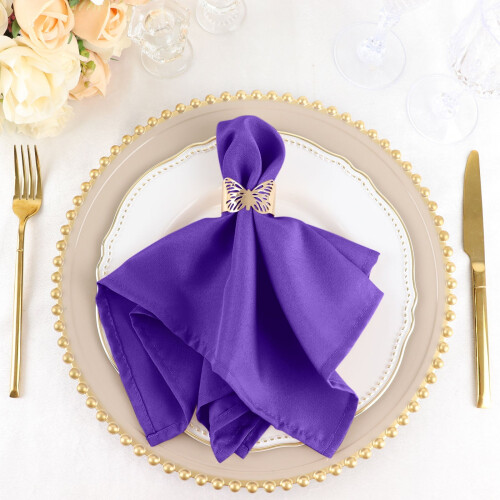 Lot de 5 serviettes de table en polyester violet de 43 cm (17 pouces).