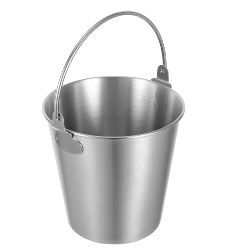 Balde de gelo OUNONA em aço inoxidável com alça, cor prata, design multifuncional, grande capacidade de 7,87 polegadas (aproximadamente 20 cm).