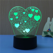 3D lampa v tvare srdca, viacfarebné LED svetlá, dotykové USB nočné svetlo, stolová lampa pre pár, romantický večer, darček na Valentína ku